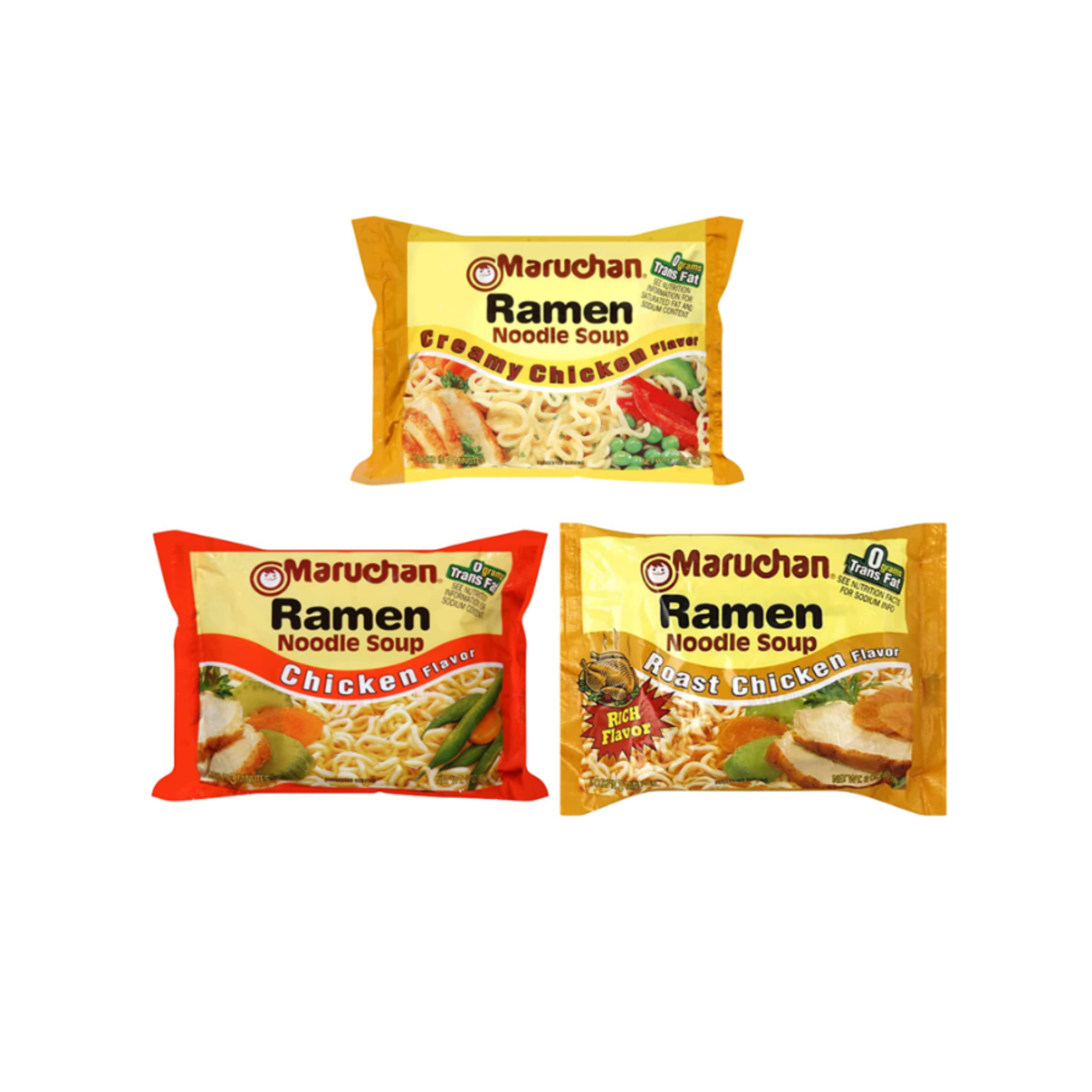 Instant Ramen Noodles Soup Variety Pack 6 Flavors- Chicken, Creamy Chicken,  Roast Chicken, Beef, Shrimp, Pork with 1-Set of Reusable Chopsticks(4 Each  Flavor, 24 Packs) 