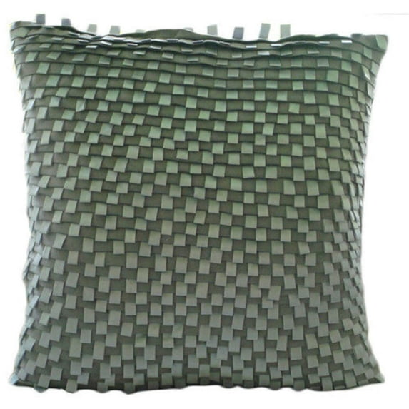 Throw Pillow Cover With Zipper, Throw Pillow Cover 22x22 inch (55x55 cm), Silver Accent Pillow, Pintucks Ribbon Loops Pillow Cover, Faux Suede Square Pillow case - Silver Gray Lining