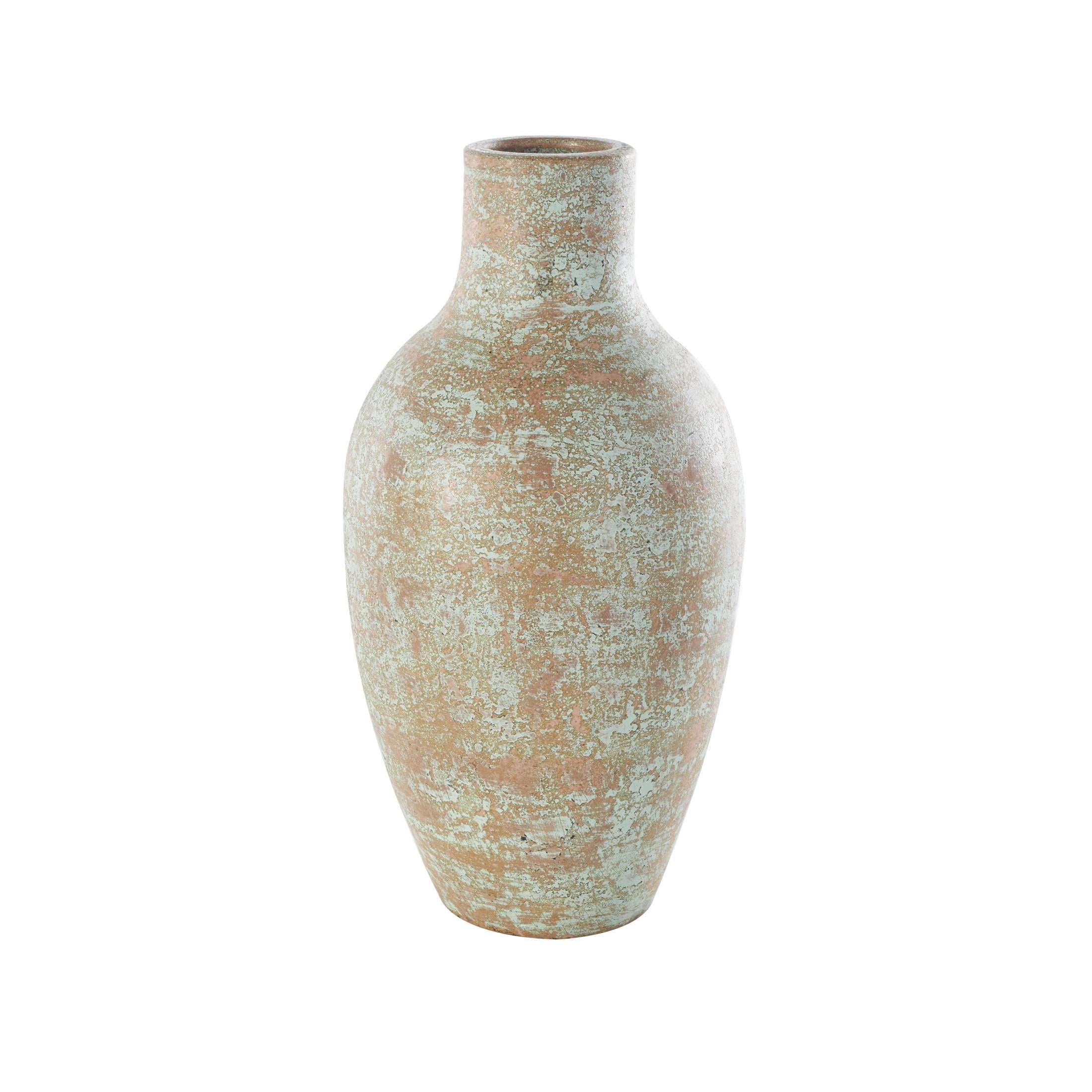 DecMode 20" Antique Style Textured Patina Brown Ceramic Vase