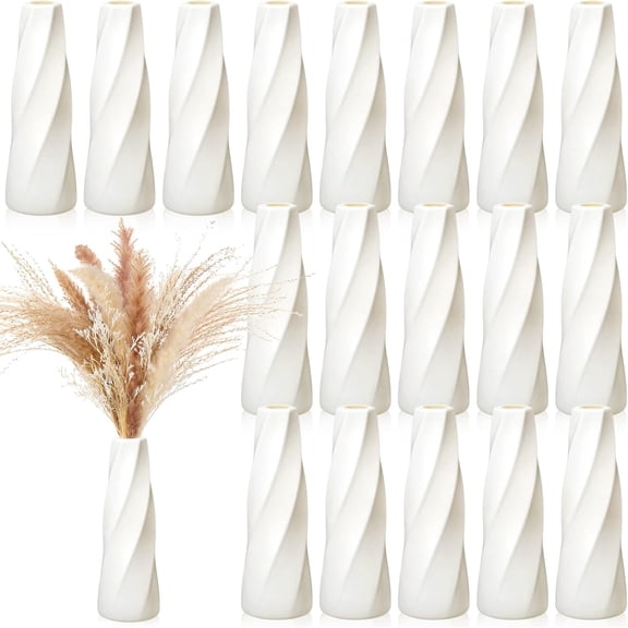 30 Pcs Composite Plastic Flower Vases Bulk White Small Tall Conic Floral Vases for Centerpieces Unbreakable Bud Vase for Wedding Party Living Room Decor (Elegant)