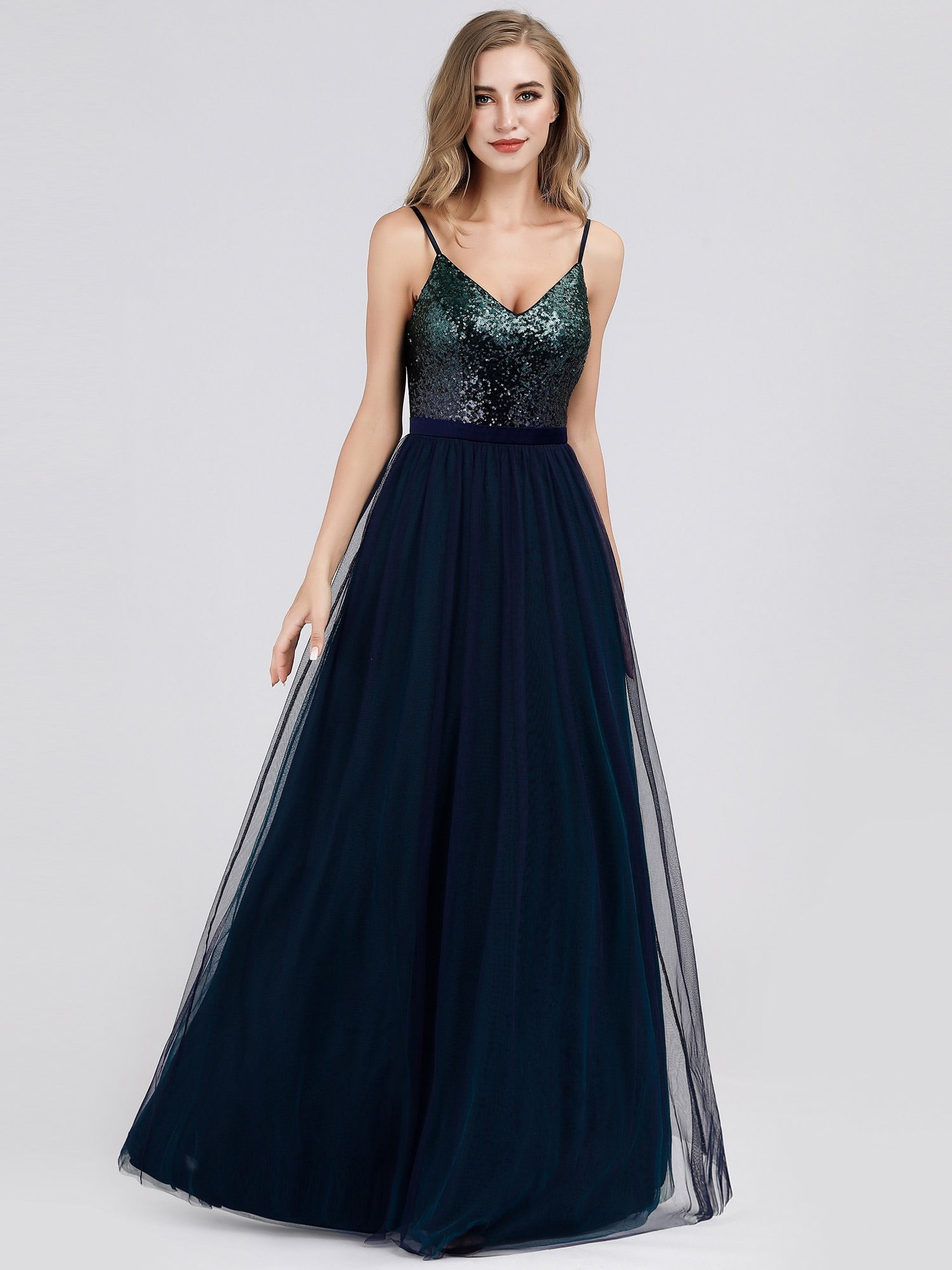 Ever-Pretty US Shoulder-Straps Long Evening Dress Sequins Homecoming Prom Gowns 