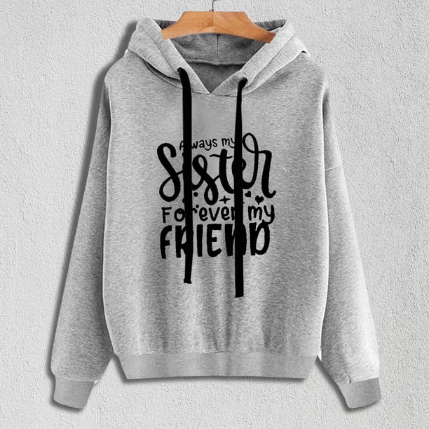 Puntoco Moda Mujer Casual Texto Divertido Letra Impreso Blusa De Manga Larga Bolsillo Pullover tops Sudaderas Con Capucha Puntoco Puntoco-1271