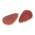 thumbnail image 2 of 5pcs Natural Carnelian Pendants with Golden Brass Edge Teardrop 45x26.5x2mm Hole: 2mm, 2 of 3