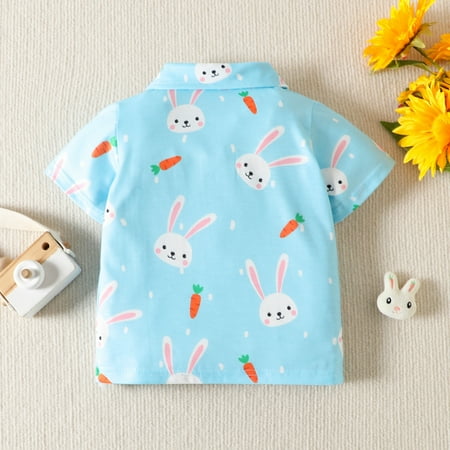 

Cathalem Short Sleeve Tee Shirt Toddler Boys Girls Short Sleeve Easter Cartoon Rabbit Printed Thermal Long Sleeve Shirt Youth Blue 12-18 Months