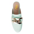 thumbnail image 5 of FSJ Women Classic Closed Round Toe Mules Chains Low Heeled Loafer Slides Comfortable Slip on Casual Walking Flats Size 15 Aquamarine, 5 of 5