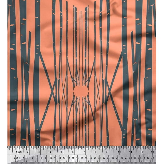 Soimoi Crepe Silk Fabric Curve Diamond Geometric Decor Fabric Printed Yard 42 Inch Wide