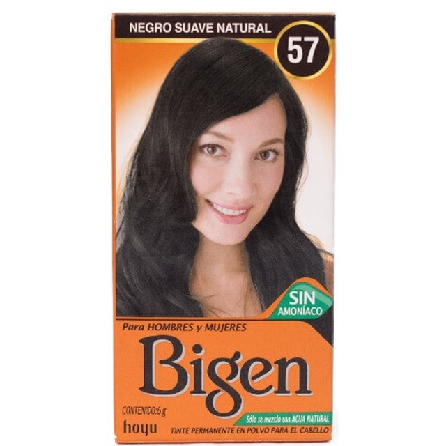 Tinte Bigen Permanente En Polvo 6g Sin Amoniaco Cubre Canas Negro Suave Natural 57 Biggen cabello