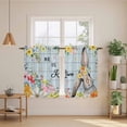 thumbnail image 2 of Easter Kitchen Curtain for Berdoom Living Room Cafe 45 Inch Length, Spring Farmhouse Bunny Flower Blue Wood Grain Tiers Curtains Light Filtering Drapes Rod Pocket Window Treatment 2 Panels 52"Wx45"L, 2 of 8