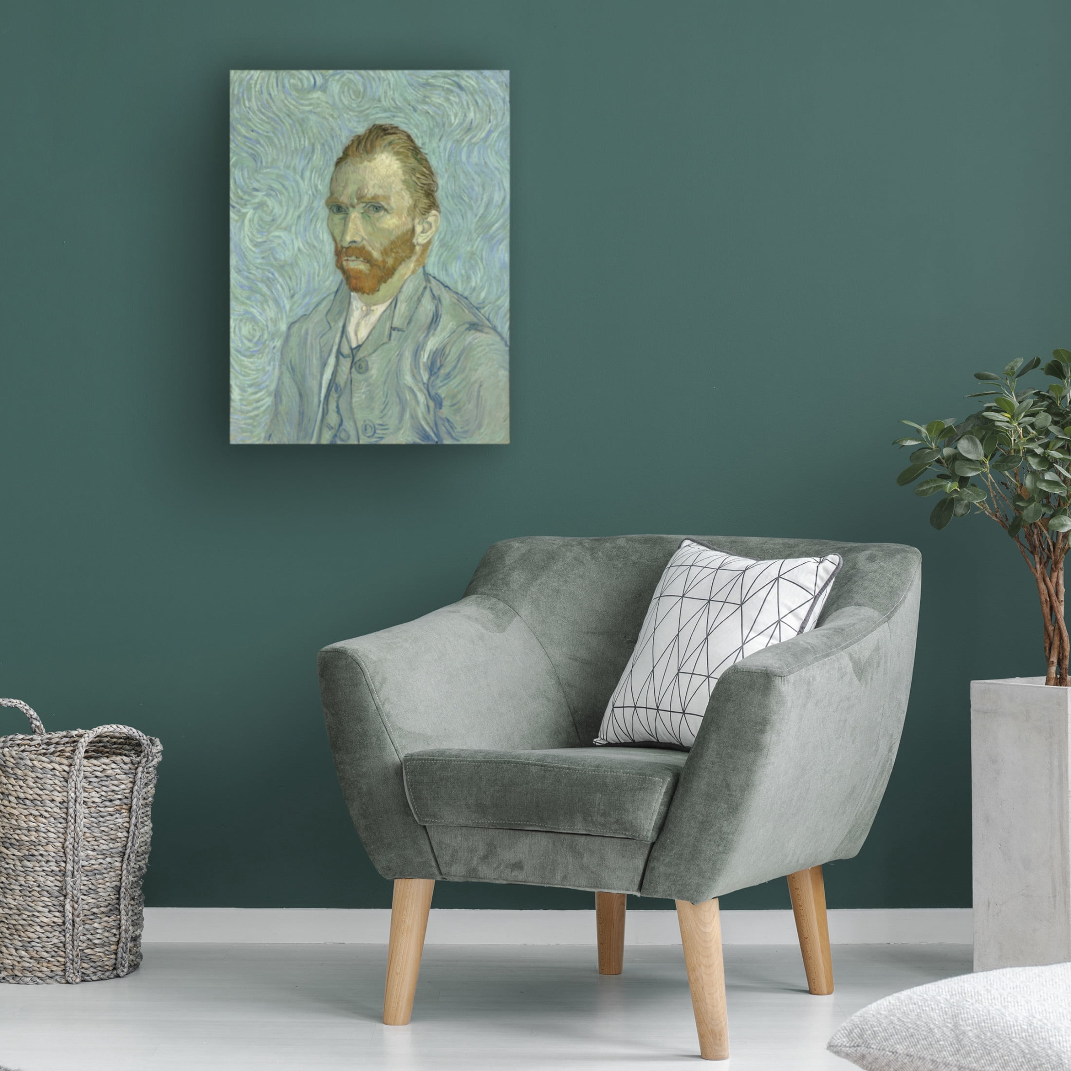 Canvas Wall Art - Masters Collection 'Self Portrait In Aqua Vincent Van Gogh' Wall Art for Living Room, Bedroom, or Office Décor by Trademark Fine Art - 24 x 32 Inches