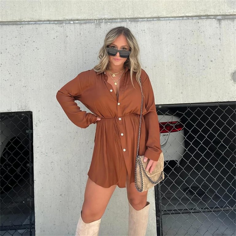 rust colored shirt dress Chill Out Shirtdress