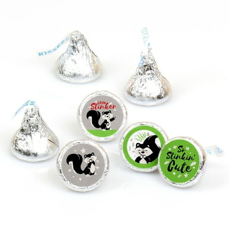 - Little Stinker - Woodland Skunk Baby Shower or Birthday Party Round Candy Sticker Favors - Labels Fit Hershey's Kisses (