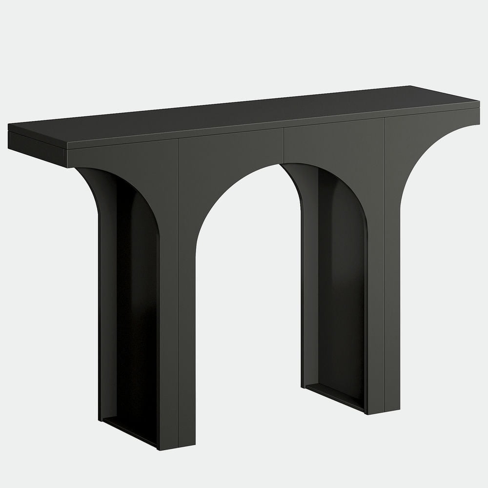 Spaco 47" Console Table, Wooden Entryway Table Sofa Table with Arch Base, Console Table for Indoor as Home, Living Room, Black