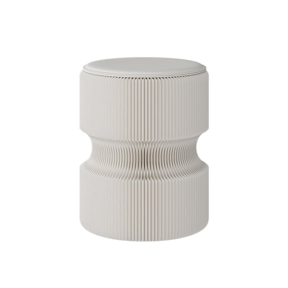 Accordion Design Portable Folding Paper Stool with PU Cushion, Multi-Functional Round Side Table, 15.7" Heigh for Home Party Office Booth Exhibition Shopping Mall