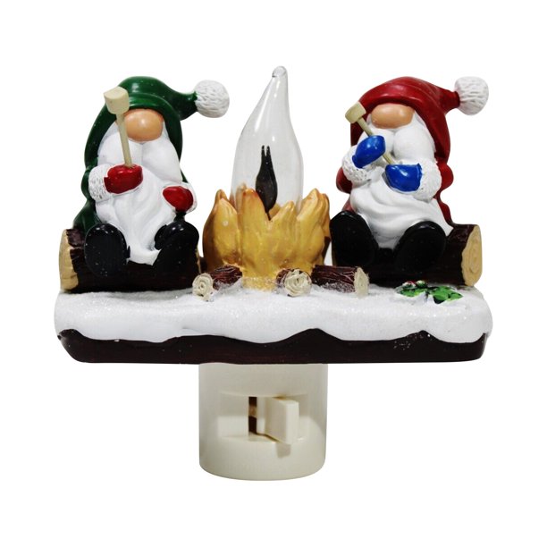 Halloween Lights Indoor 3D Gnomes Campfire Flickering Nightlight Gnome Campfire Christmas Night Light