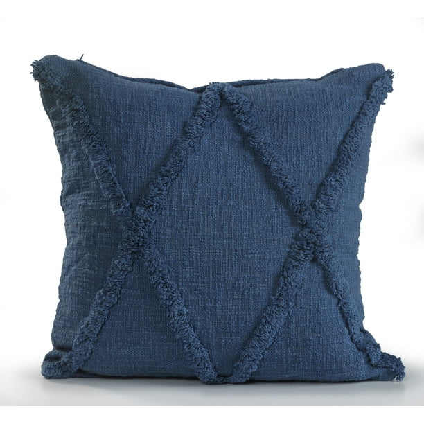 LR Home Tufted Solid Color Cotton Decorative Throw Pillow, 18 inch