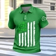 thumbnail image 4 of YueHuiYing Men's Saint Patrick's Day Embroidered Waffle Knit Half Button Open Retro Short Sleeve Collar Shirt Casual Irish Holiday Party Fashion Top, 4 of 5