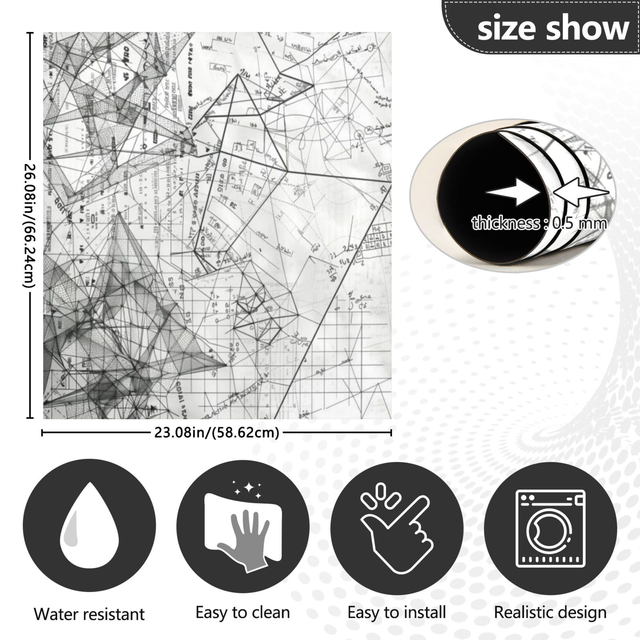Dishwasher Magnetic Sticker 23x26 Inch Refrigerator Magnetic Sticker Washing Machine Magnetic Sticker Kitchen Panel Magnetic Sticker Home Decor Black Line Calculation Problem