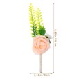 thumbnail image 2 of LOLIPPYY Wedding Flower Corsage Pink PE Metal for Men Groom Best Man 2Pcs 3.1x5.9x1.2in, 2 of 8