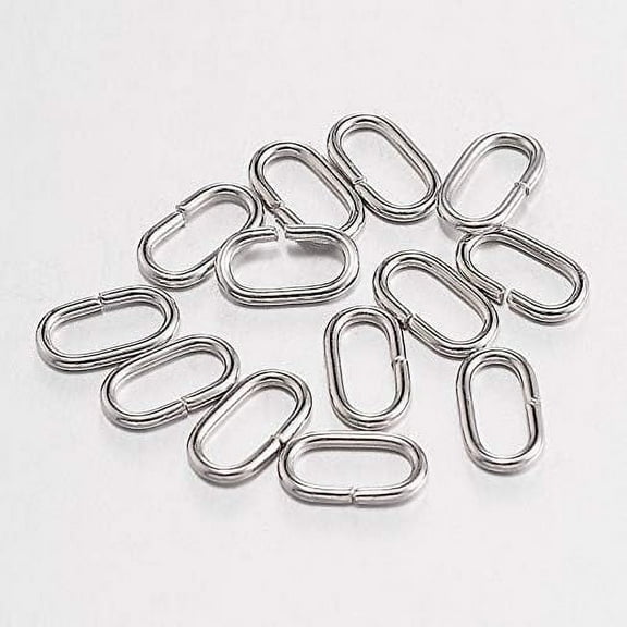 100 pc Oval Iron Jump Rings Open 11x6x1.5mm Jump Rings Platinum
