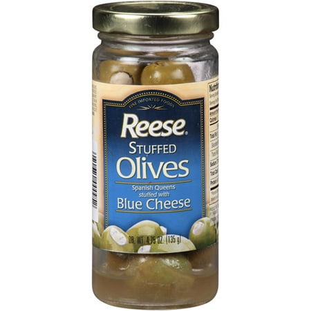 Reese Spanish Queens Olives Stuffed with Blue Cheese, 4.75 oz, (Pack of