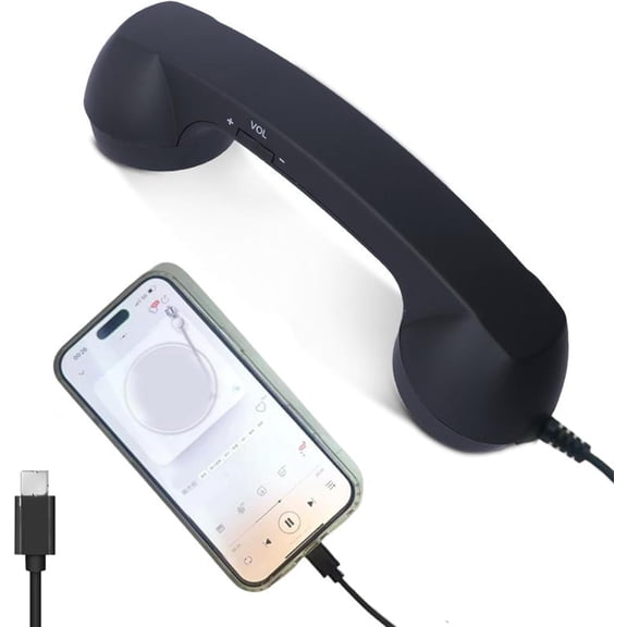2026 New Retro Phone Handset for IPhone, Type-C Retro Telephone Wired Handsets Style Landline Handle Receiver for Cell Mobile Video Conferences, Calls, Meetings