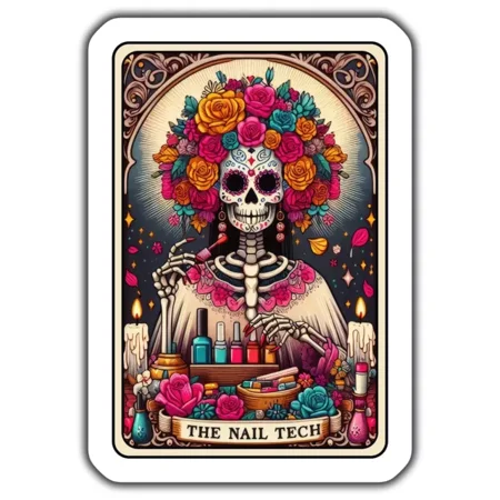 Day Of The Dead Nail Tech Sticker, Colorful Sugar Skull, Manicure Nail Art Decorkindle Sticker, Stickers For Tablet, College Gift, Scrapbook Stickers, Gratitude Stickers, Quote Stickers