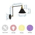 thumbnail image 4 of FSLiving Rechargeable Battery Operated Wall Sconce Dimmable Wireless Black Metal Adjustable Angle Retro Wall Luminaire Lighting Fixture Nightstand Lamp Corner Accent Lighting - Set of 2, 4 of 7