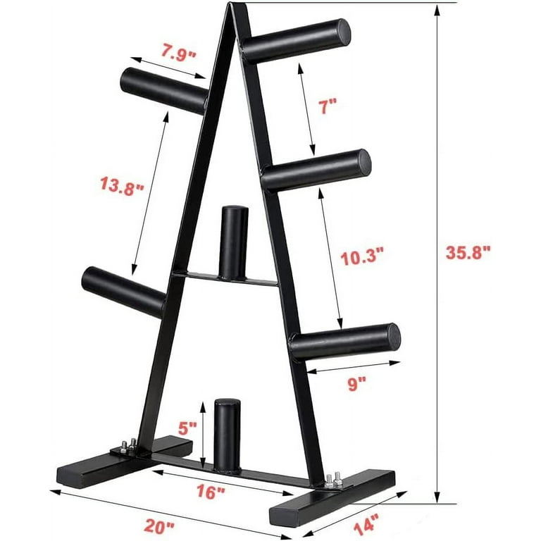papababe Olympic Weight Plate Rack Weight Plate Tree 2 inch for Weight storage Free Weight Stand
