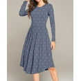 thumbnail image 4 of Aiyino Women's Long Sleeve Polka Dot Casual Dress Pleated Loose Flowy Midi Dress With Pocket, 4 of 5