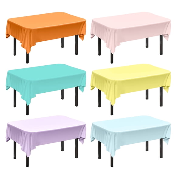 6-Pack Pastel Rainbow Plastic Party Tablecloths, 54x108 inch Disposable Covers, Colorful Event & Party Decor