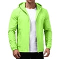 thumbnail image 2 of Windbreaker Jackets for Men Trendy Casual Long Sleeve Jacket with Hood Lightweight Outdoor Running Hiking Classic Fit Rain Jacket Fluorescent Green XL, 2 of 6