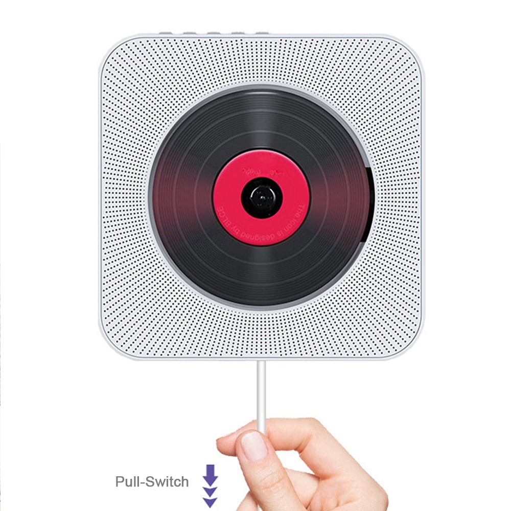 MEGICOT Bluetooth 5.0 Wall Mountable CD Player with Pull-Switch Built-in Speakers, Portable Music Player with Remote Control, Support FM Radio USB Flash AUX Play