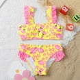 thumbnail image 2 of REORIAFEE Ruffle Butts Swimsuit Girls Ruffle Trim Bikini Top and Short Cute Flower Print Beachwear Swimwear Wide Strap Bathing Suits High Waist Quick Dry 2024 Fashion Clothing, 2 of 7