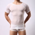 thumbnail image 6 of Men Mesh See Through T-Shirt Fishnet Muscle Top Short Sleeve Clubwear Party, 6 of 11
