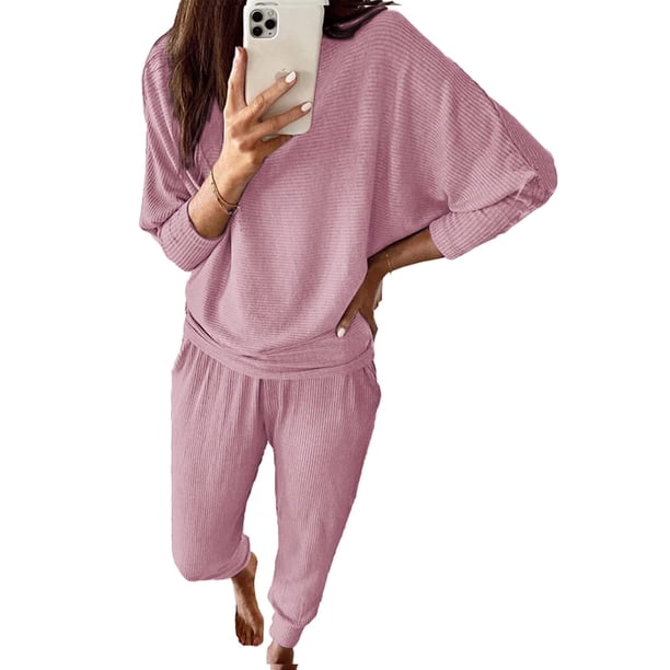 Conjunto Deportivo PRETTYGARDEN Mujer 2 Piezas Acanalado Rosa M