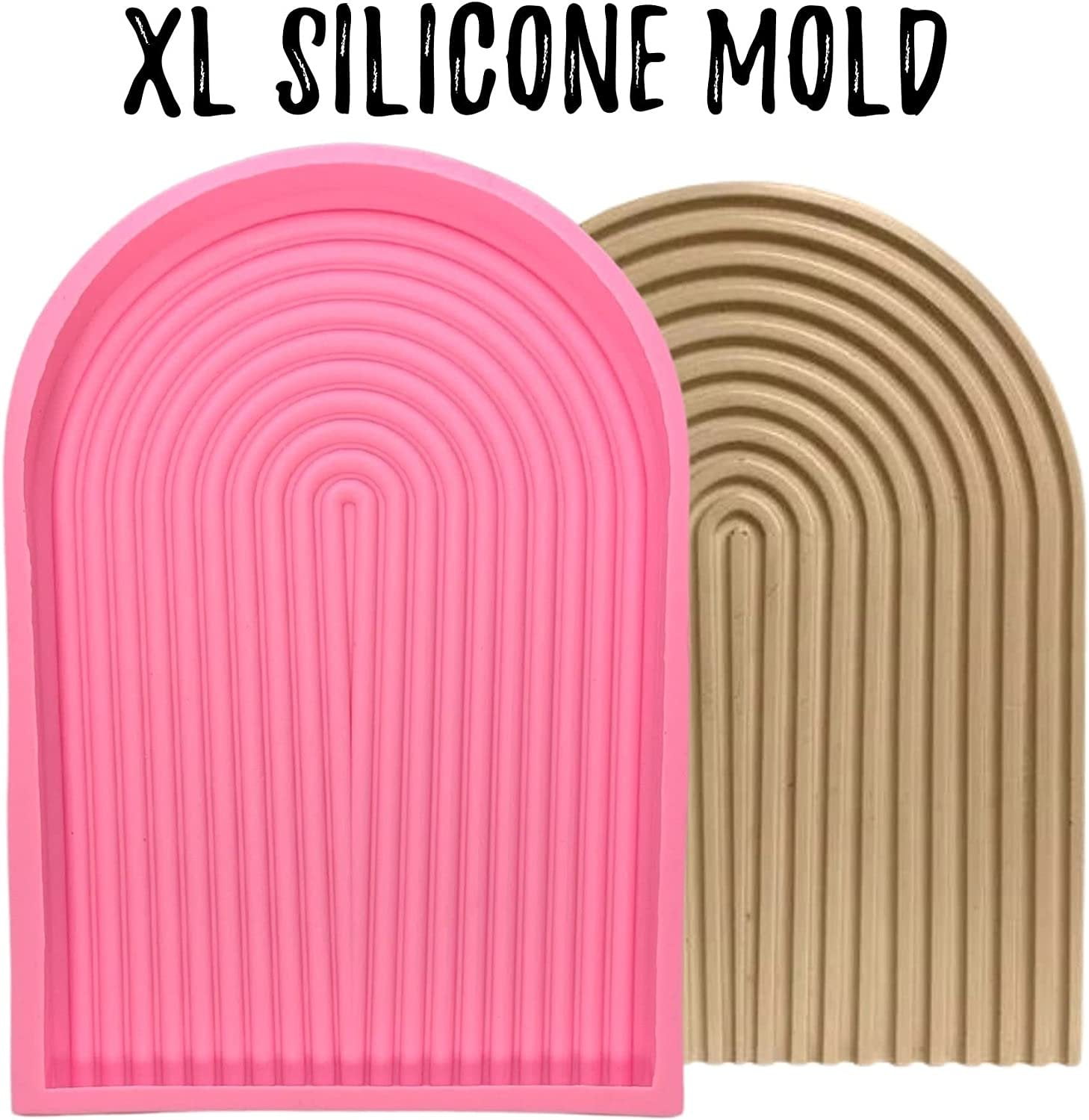 Large Arched Rainbow Silicone Resin Tray Mold  for Making Home Decor Resin Casting Mold Resin Terrazzo Decor  0.8" inches Deep x 8.75" inches Tall x 12.6" inches Wide  XL Pink Mold
