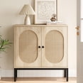 thumbnail image 2 of Litake Buffet Cabinet, Rattan Storage Cabinet with Doors and Shelves, Accent Cabinet Sideboard, Wood Console Cabinet with Storage Entryway Cabinet for Living Room, Dining Room, Hallway (Wood), 2 of 9