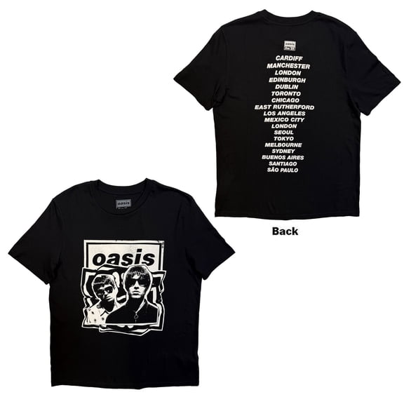 Oasis Unisex T-Shirt: Paper Cut Out Tour (Black) (Back Print & Ex-Tour)