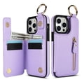 thumbnail image 2 of JTCASES for iPhone 13 Pro Max Case, PU Leather Lychee Pattern Zipper Purse Finger Ring Buckle Card Slots Stand Shell for iPhone 13 Pro Max Wear-resistant Shockproof Wallet Cover, Purple, 2 of 8