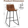 thumbnail image 2 of LainTene 26" Bar Stools Set of 3 – Faux Leather Counter Height Stools with Backrest & Footrest, Heavy-Duty Metal Frame for Kitchen, Bar, Living Room, Dark Brown, 2 of 8