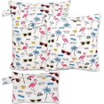 thumbnail image 1 of HAYAN3pcs Baby Cloth Diaper Wet Dry Bags, Waterproof Reusable Wet Bag with 2 Zipper Pockets & Handle, Washable Laundry Bags for Travel Beach Pool Daycare Yoga Gym Exercise Swimsuits, SML, Flamingo, 1 of 1