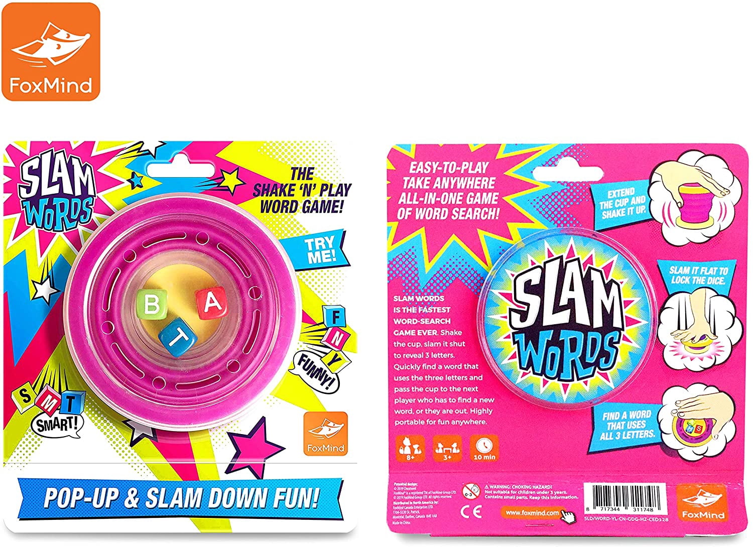 FoxMind, Slam Words, Shake-N-Play Vocabulary Word Travel Game, Fun Go-Anywhere Activity for Family and Friends