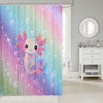 thumbnail image 2 of Manfei Kawaii Axolotl Shower Curtain 72Wx72L,Dreamy Rainbow Gradient Bathroom Curtain, 2 of 5