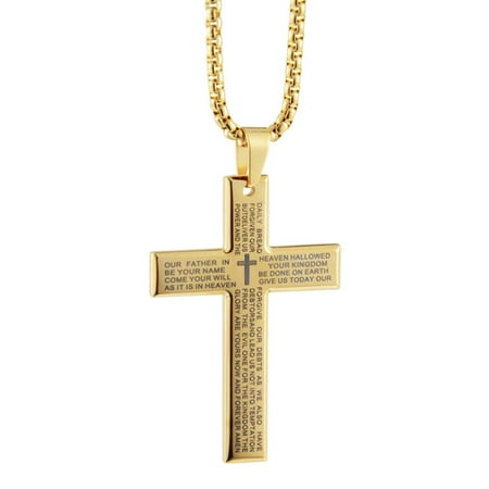 Cross Necklace for Men Women,Silver Black Gold Cross Necklace Prayer,Stainless Steel Plain Cross Pendant D9I9