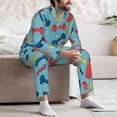 thumbnail image 5 of Mens Pajamas Set, cartoon dumbbell Button Down Long Sleeve Loungewear Sleepwear Pjs sets for Men, 5 of 5
