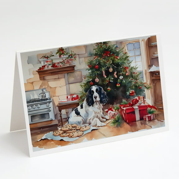 English Springer Spaniel Christmas Cookies Greeting Cards Pack of 8 7 in x 5 in