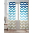 thumbnail image 2 of Abstract Gradient Sheer Curtains 108 Inch Long 2 Panels, Waves Blue Khaki Water Ripple Stripes Light Filtering Rod Pocket Semi Sheer Curtains, Sheer Voile Drapes for Living Room Bedroom, 52"x108", 2 of 5