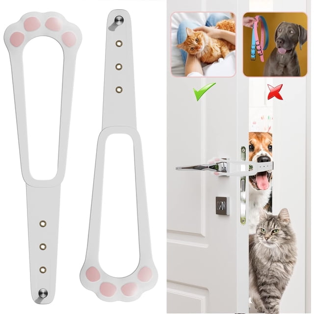 Pestillo para puerta de gato, alternativa ajustable para puerta de gato para mantener a los perros fuera de las cajas de arena para gatos y alimentos, correa de cierre flexible, deja entrar