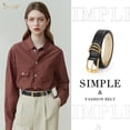 thumbnail image 2 of Women Leather Belt with Gold Buckle Ladies Faux Leather Belt for Jeans Pants, 2 of 7
