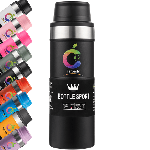 Farberly Stainle Trigger Action Travel Mug Stainle Cup 17oz Water Bottle Thermos Travel Mug Cup Vacuum Coffee Tumbler Stainless Steel Coffee Mug Insulated Water Bottle For Hot And Cold(Black)